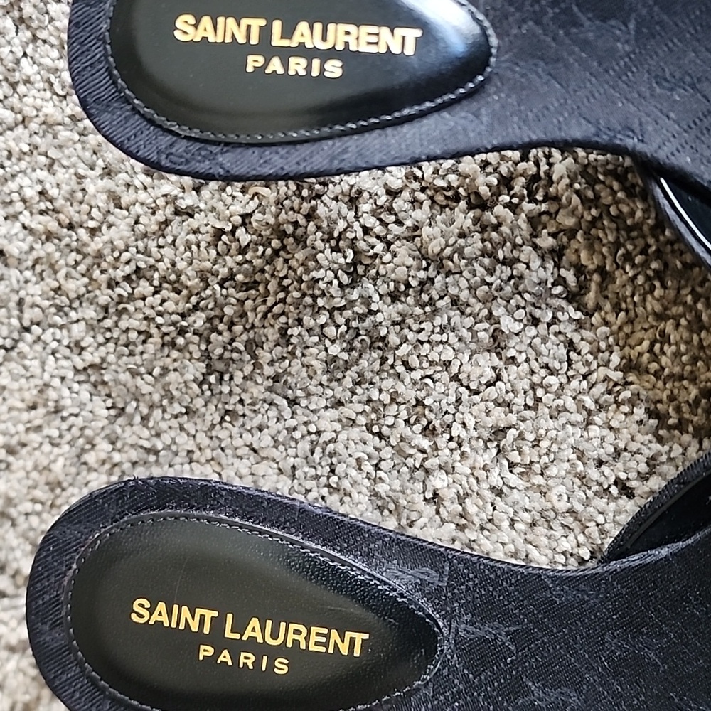 Saint Laurent Black Mules with Gold Chain Detail - Picture 5 of 5